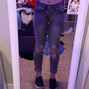 Gray ripped jeans